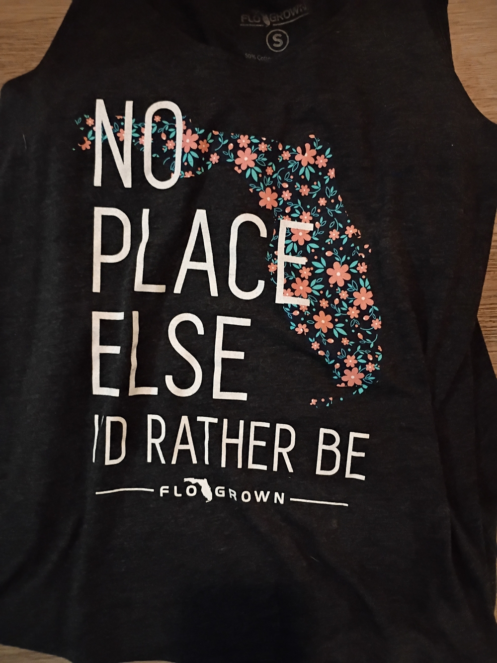 Women's Black Floral Florida Graphic Tank Top